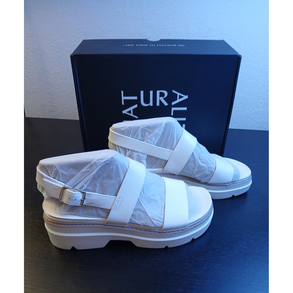 Naturalizer Darry White Leather Platform Slingback Sandals Womens 10 -I9031L1100